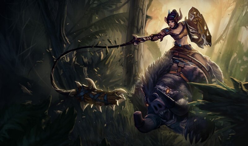 Female Warrior on Boar — Green