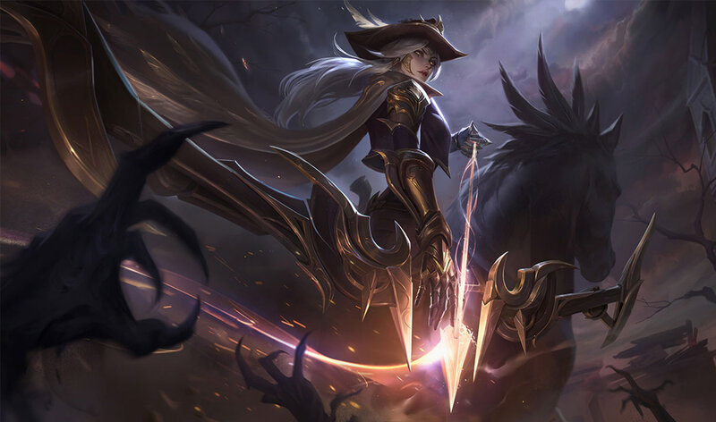 Female Warrior on Horse — Black, Dramatic, Night