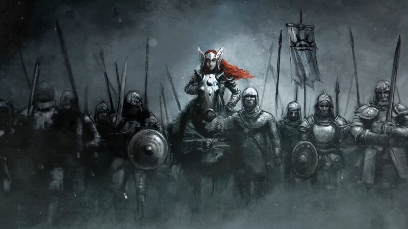 Female Warrior on Horse — Gray