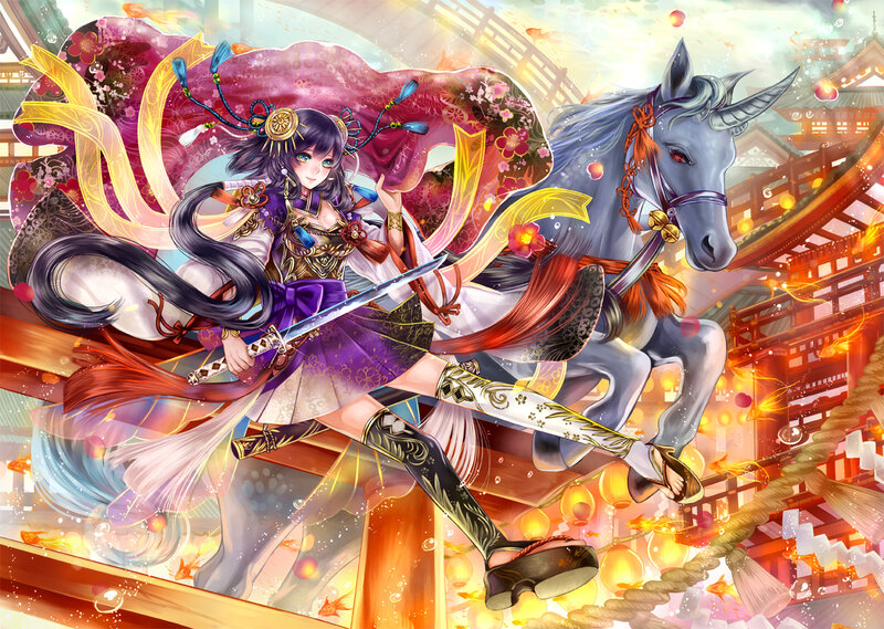 Female Warrior on Horse — Purple