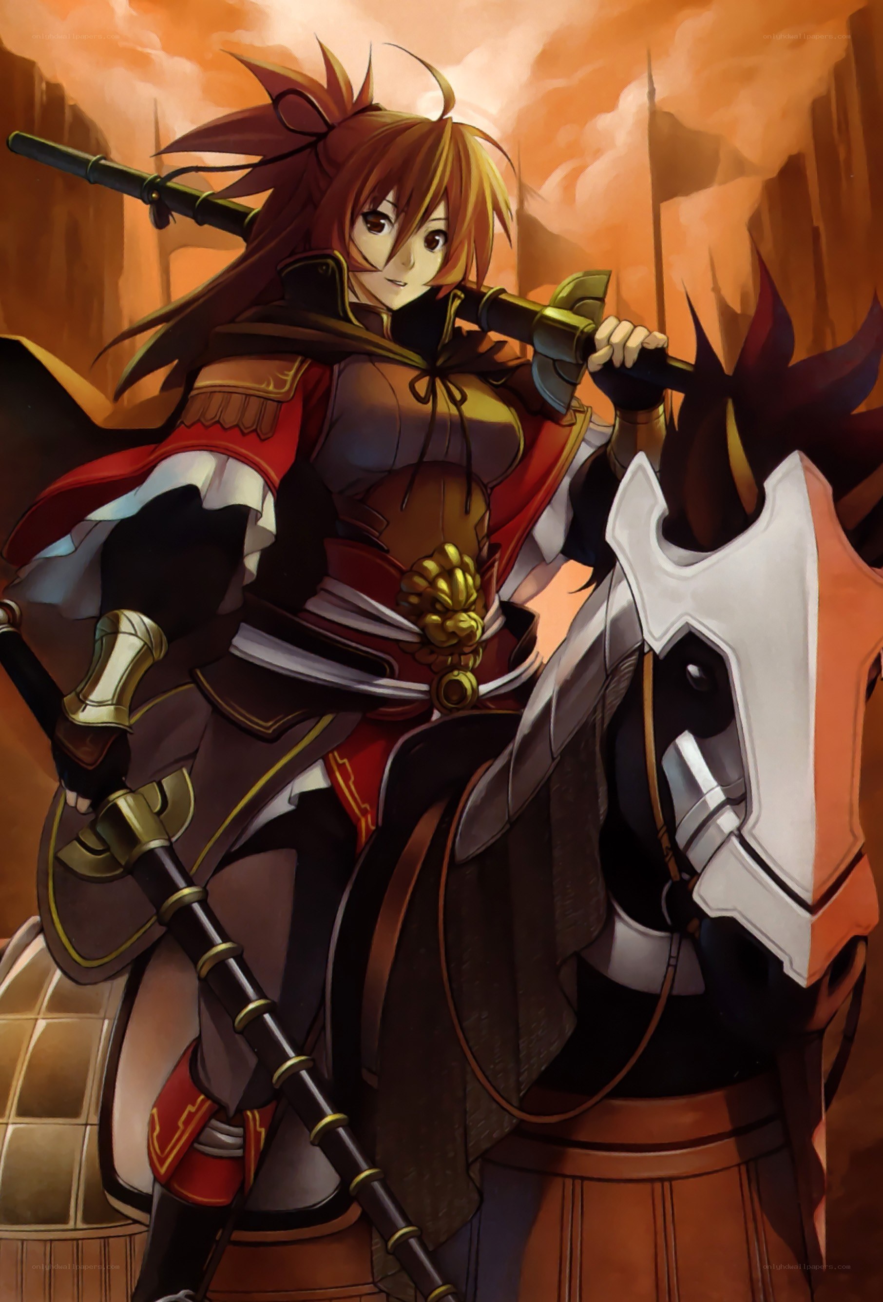 female warrior on horseback