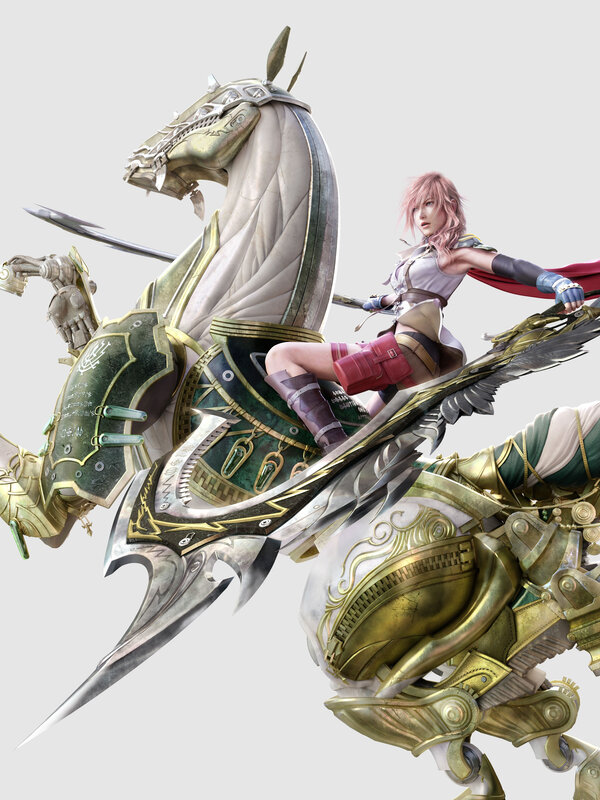 female warrior on mechanical horse