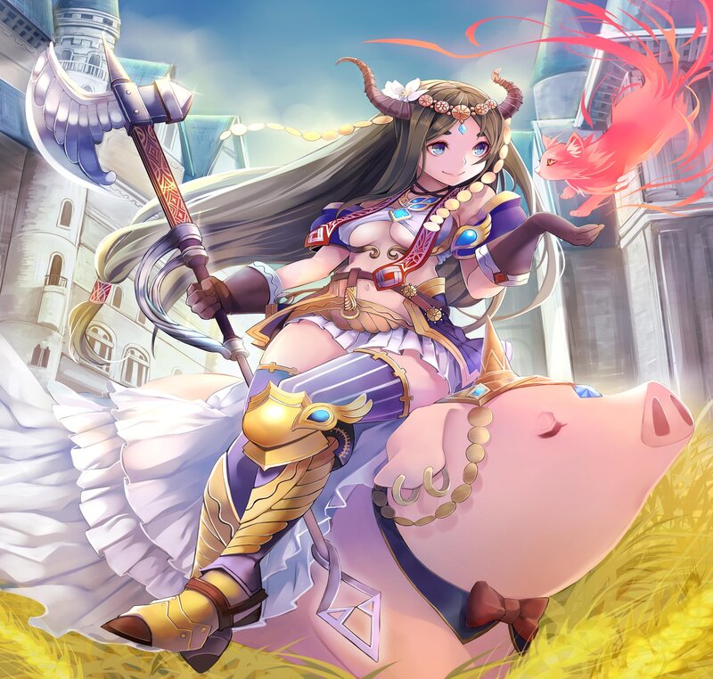 Female Warrior on Pig