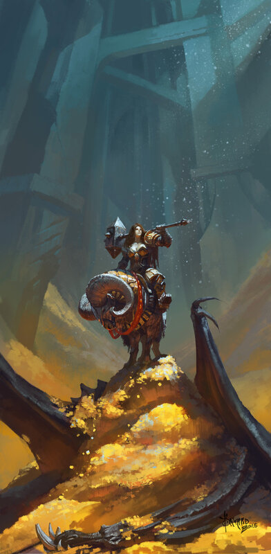 Female Warrior on Ram — Yellow