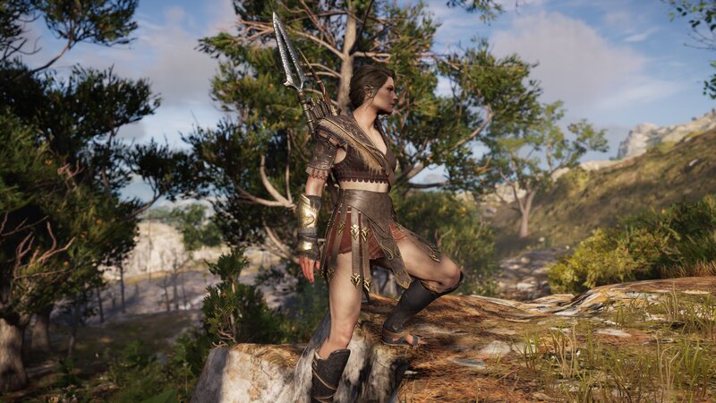 Female Warrior on Rock — Brown