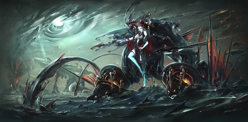 Female Warrior on Sea Monster