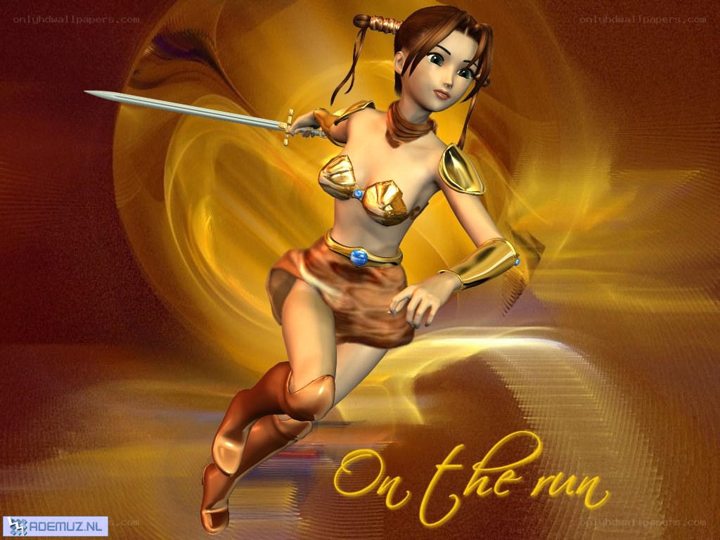 female warrior on the run