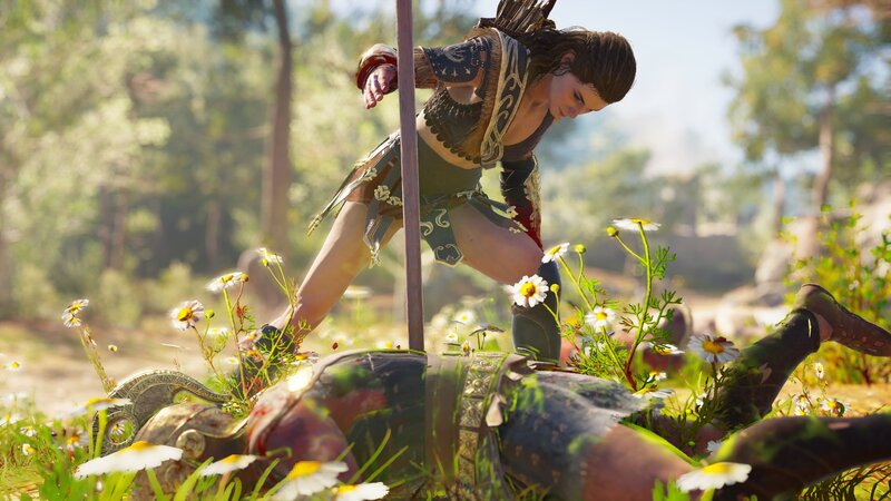 Female Warrior over Body