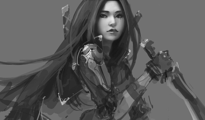female warrior sketch