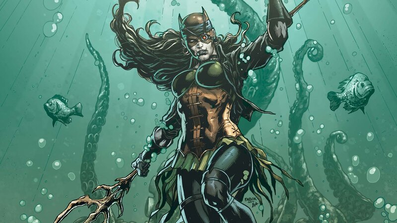 Female Warrior Underwater — Green
