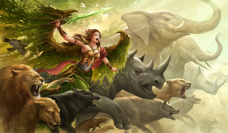 Female Warrior with Animals