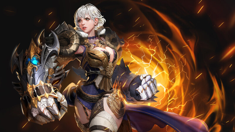 Female Warrior with Armor — Black, Dramatic