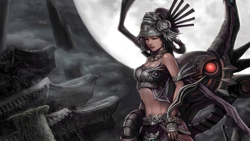 Female Warrior with Armor — Gray, Dramatic