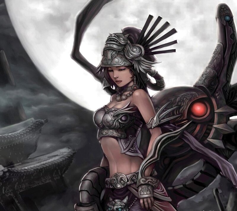 Female Warrior with Armor — Gray