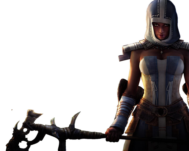 female warrior with axe