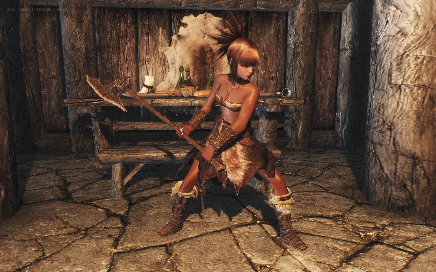 female warrior with axe
