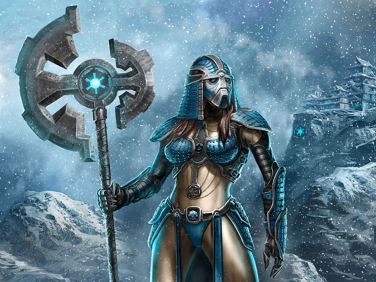 female warrior with axe