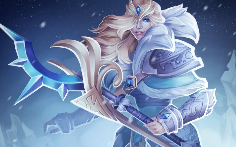 Female Warrior with Axe — Blue, Dramatic, Winter, Digital Art