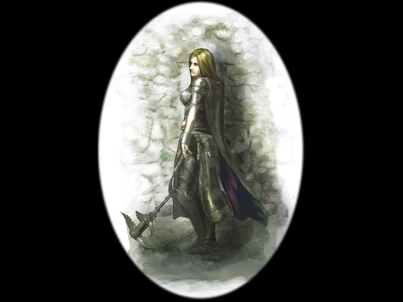 Female Warrior with Axe — Gray, Dramatic