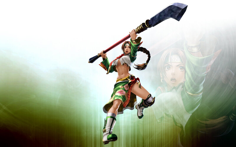 Female Warrior with Axe — Green, Dynamic