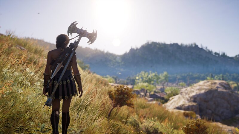 Female Warrior with Axe — Green, Serene, Afternoon, 3d Render