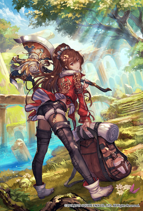 Female Warrior with Axe — Red, Serene