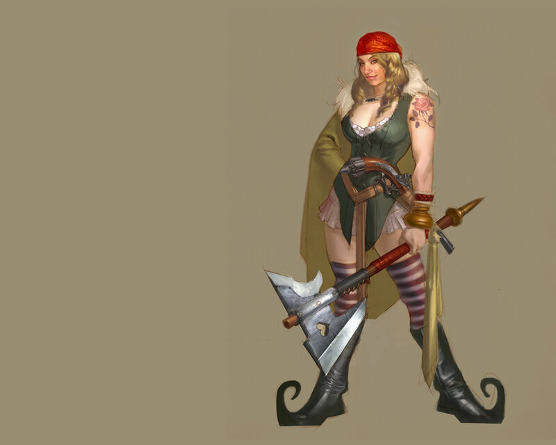 female warrior with axe