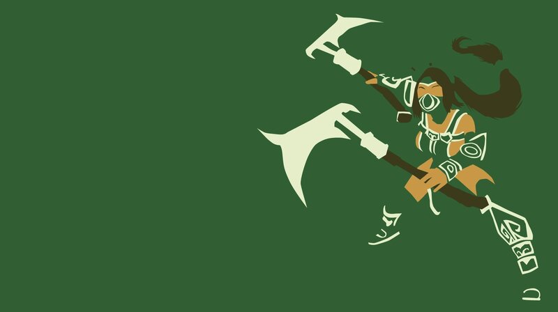 Female Warrior with Axes — Green, Dynamic