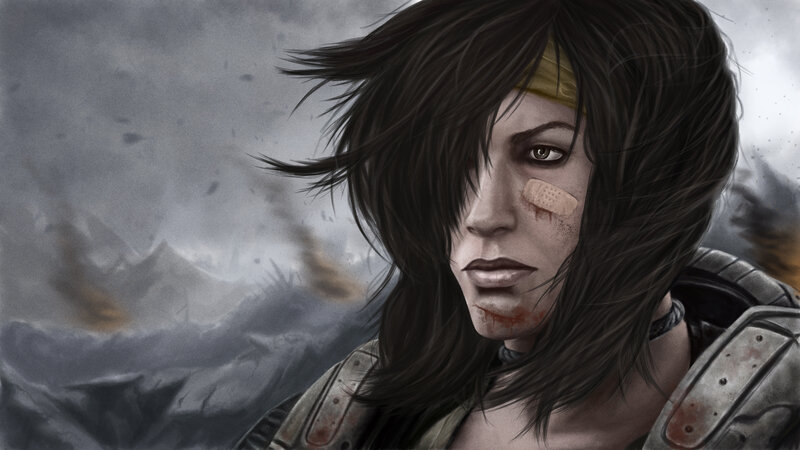 Female Warrior with Bandage