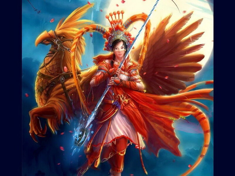 Female Warrior with Bird