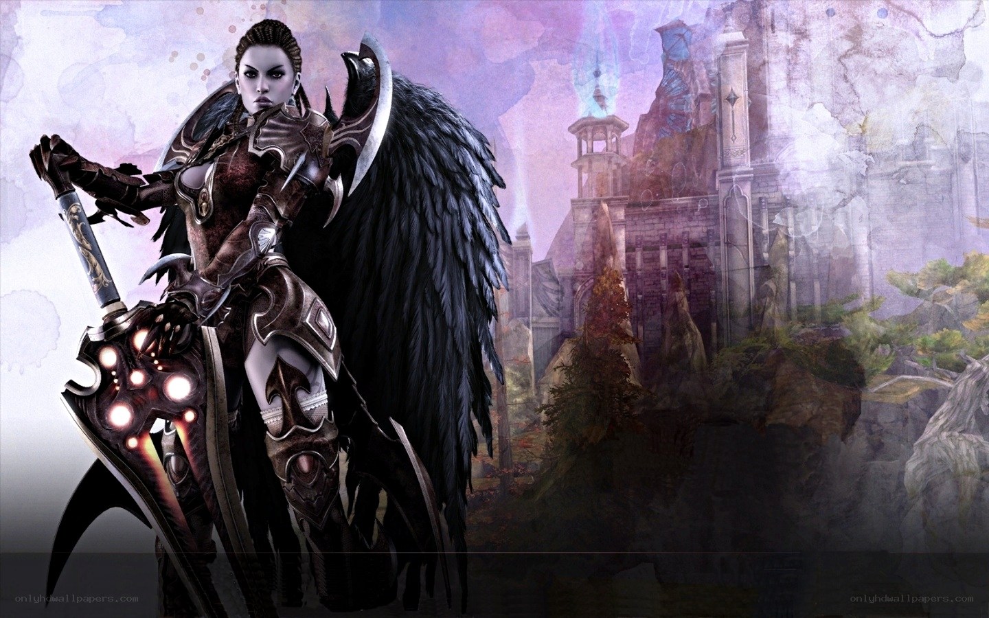 female warrior with black wings