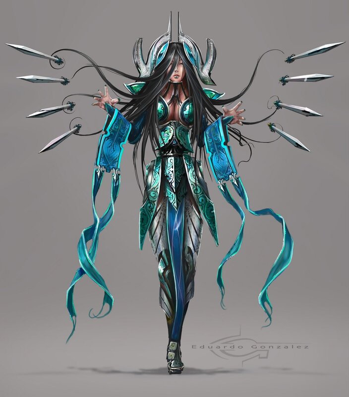 female warrior with blades