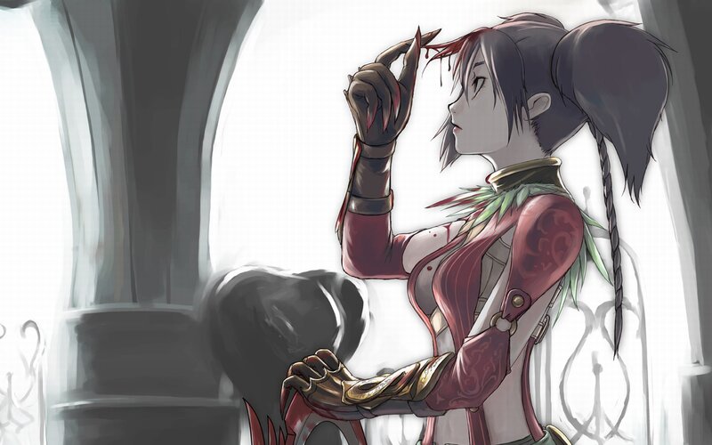 Female Warrior with Blood — Red