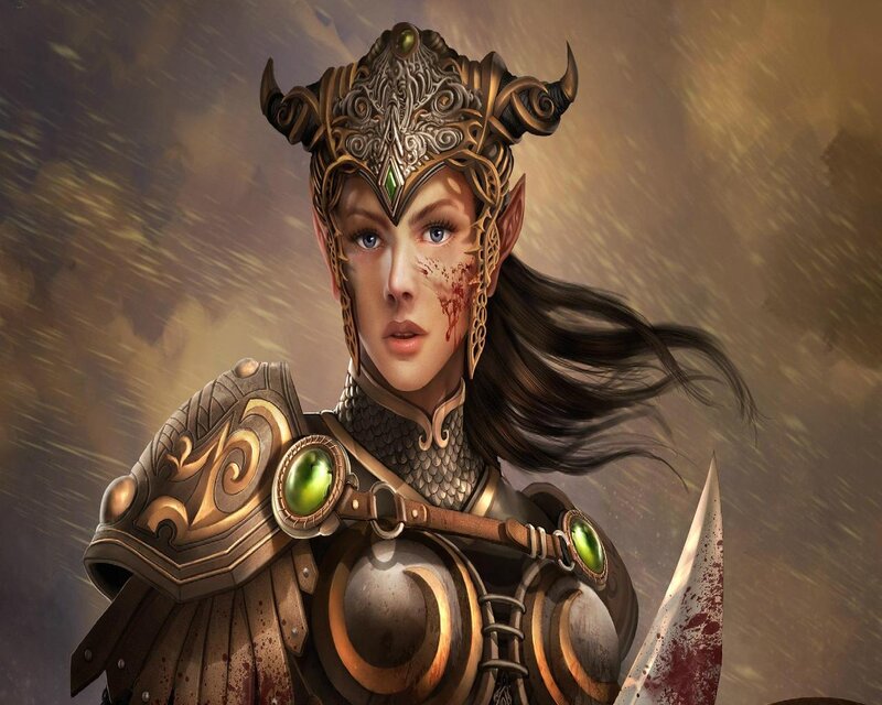 Female Warrior with Blood