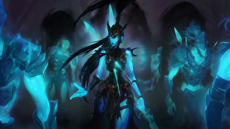 Female Warrior with Blue Energy — Dramatic, Night