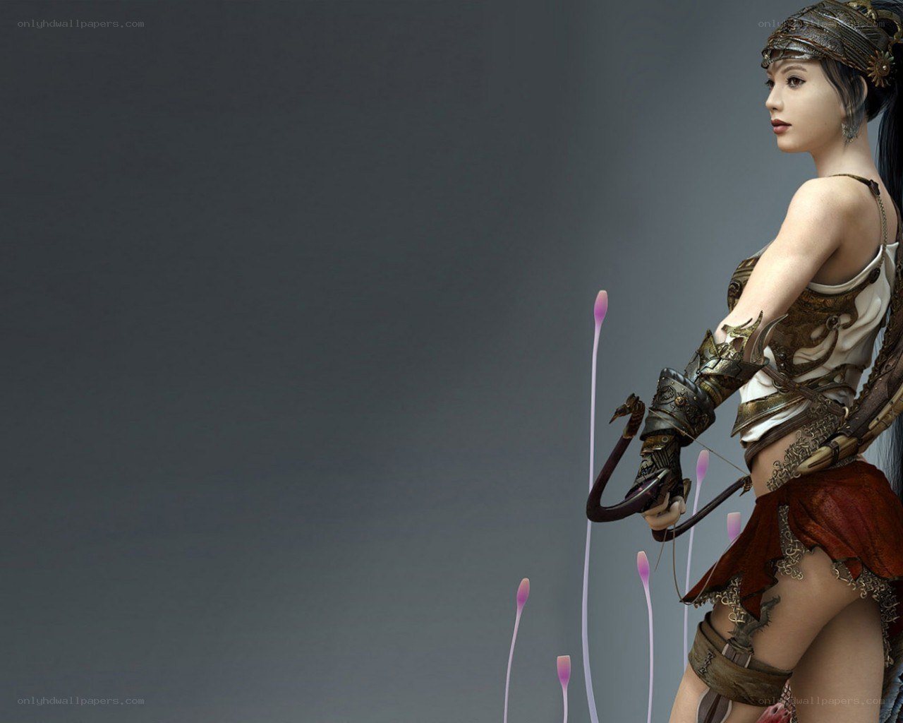 female warrior with bow