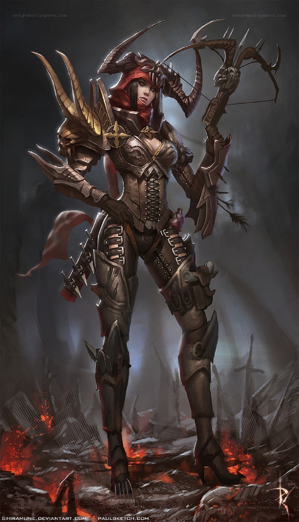 female warrior with bow