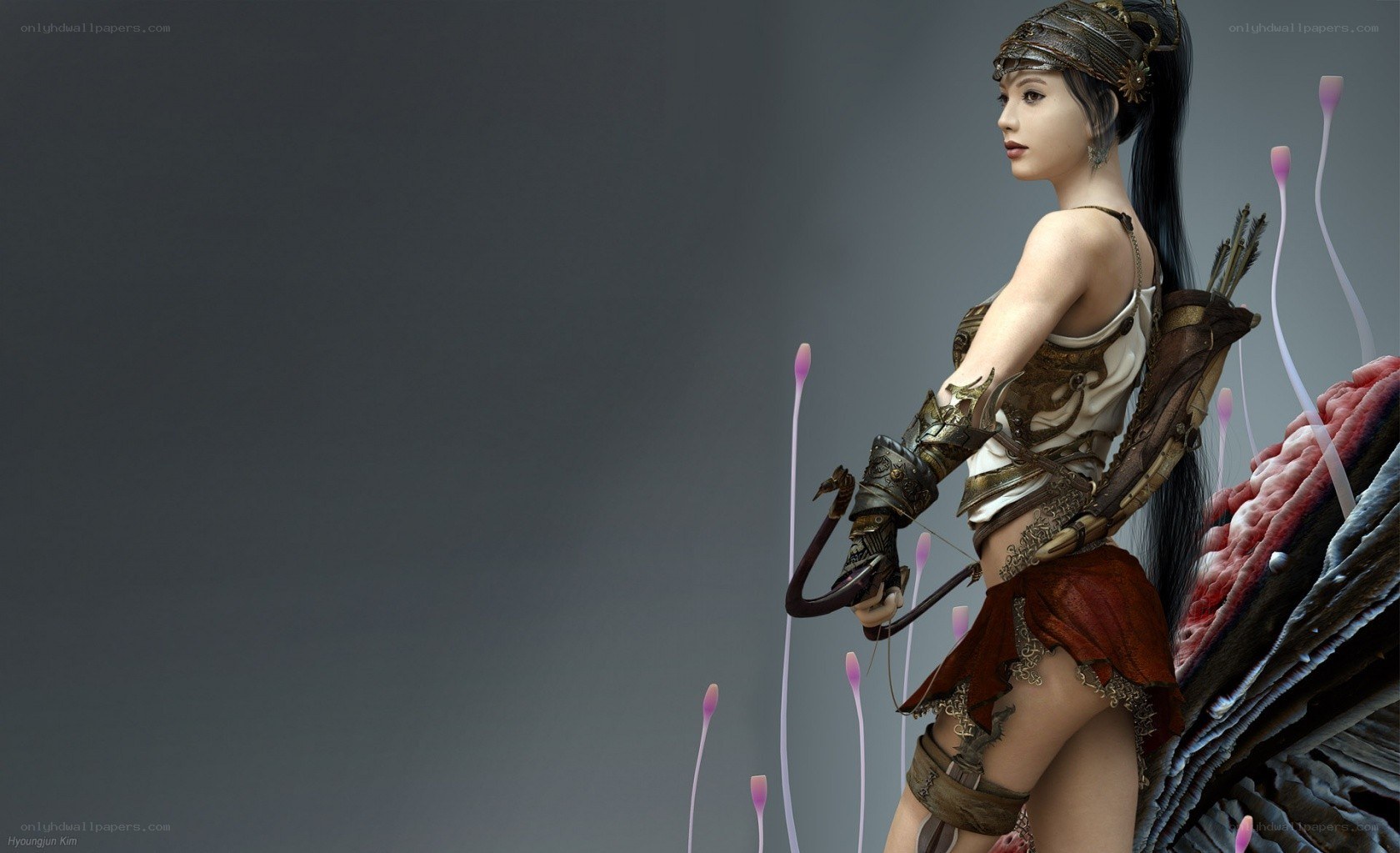 female warrior with bow