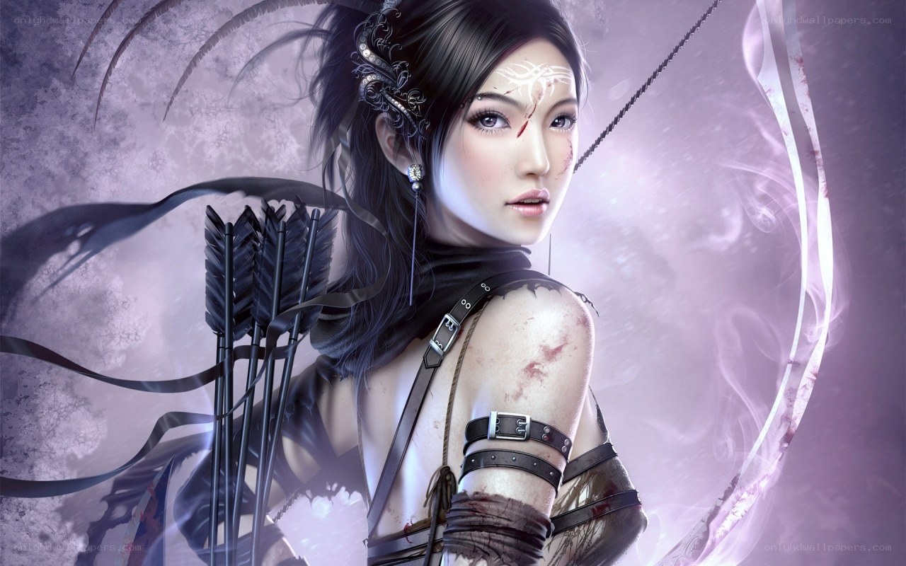 female warrior with bow