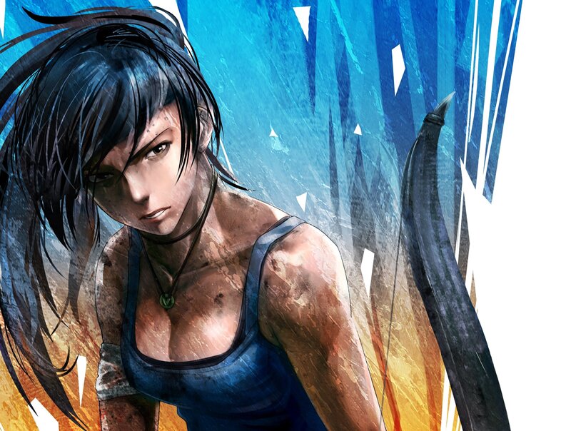 Female Warrior with Bow — Blue, Dramatic, Digital Art, Tank Top