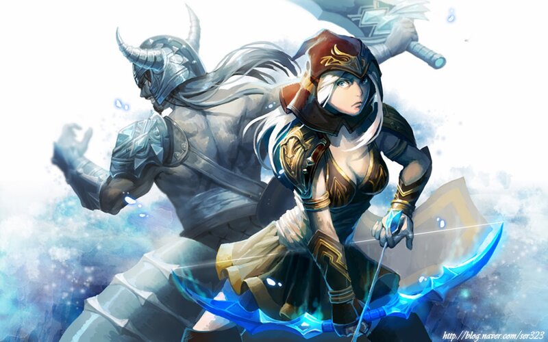 Female Warrior with Bow — Blue, Dramatic, Digital Art