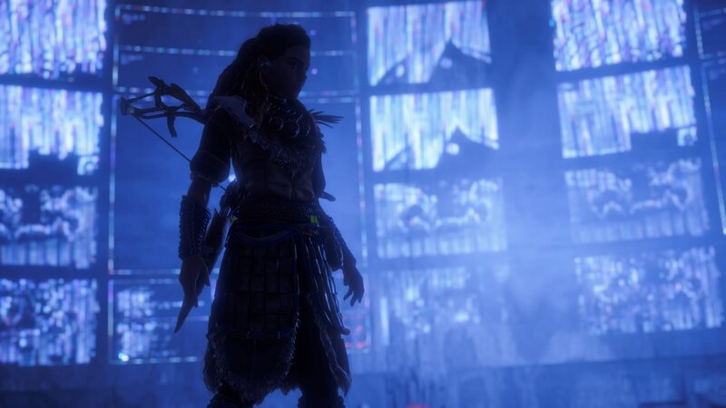 Female Warrior with Bow — Blue, Dramatic, Night, 3d Render