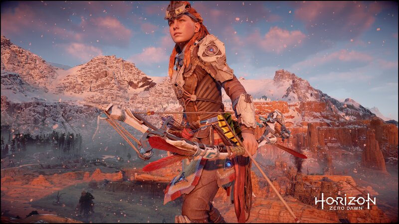 Female Warrior with Bow — Brown, Dramatic, Sunset, 3d Render