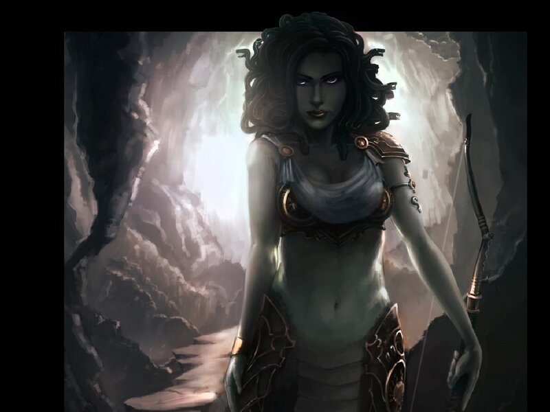 Female Warrior with Bow — Gray