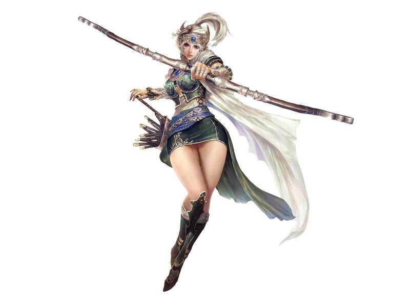Female Warrior with Bow — Green, Dramatic