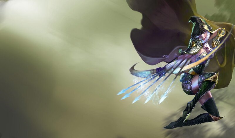 Female Warrior with Bow — Purple, Dramatic, Digital Art