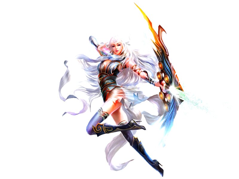 Female Warrior with Bow — White