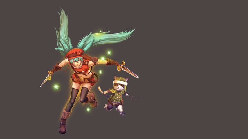 female warrior with cat companion