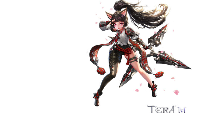Female Warrior with Cat Ears — White