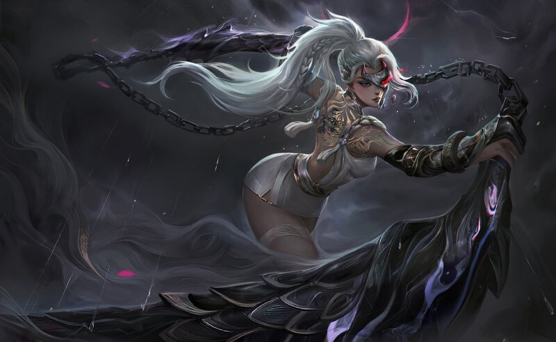 Female Warrior with Chains — Gray
